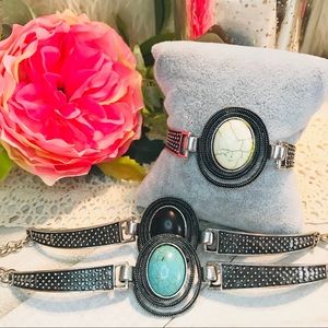 27000 Six Pack of Oval Semiprecious Stone Bracelet Wholesale